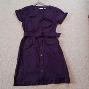 Button-down shirt dress with belt